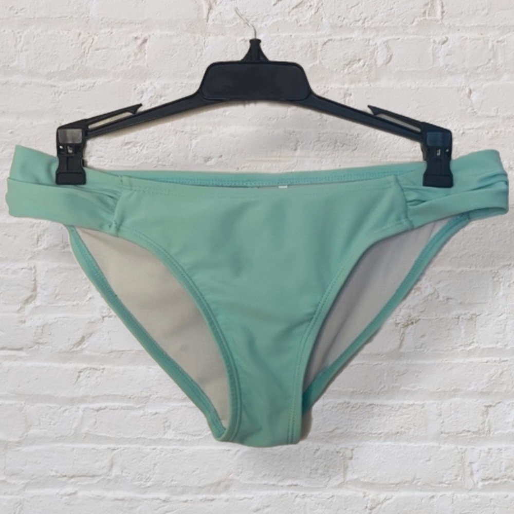 H2Oh! Blue Bikini Bottom Mid Rise Ruched Sides